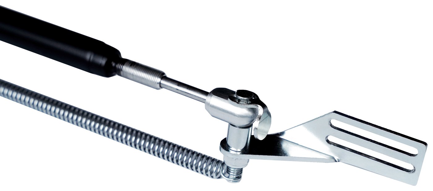 Cylinder, pivot joint and slotted mounting bracket
